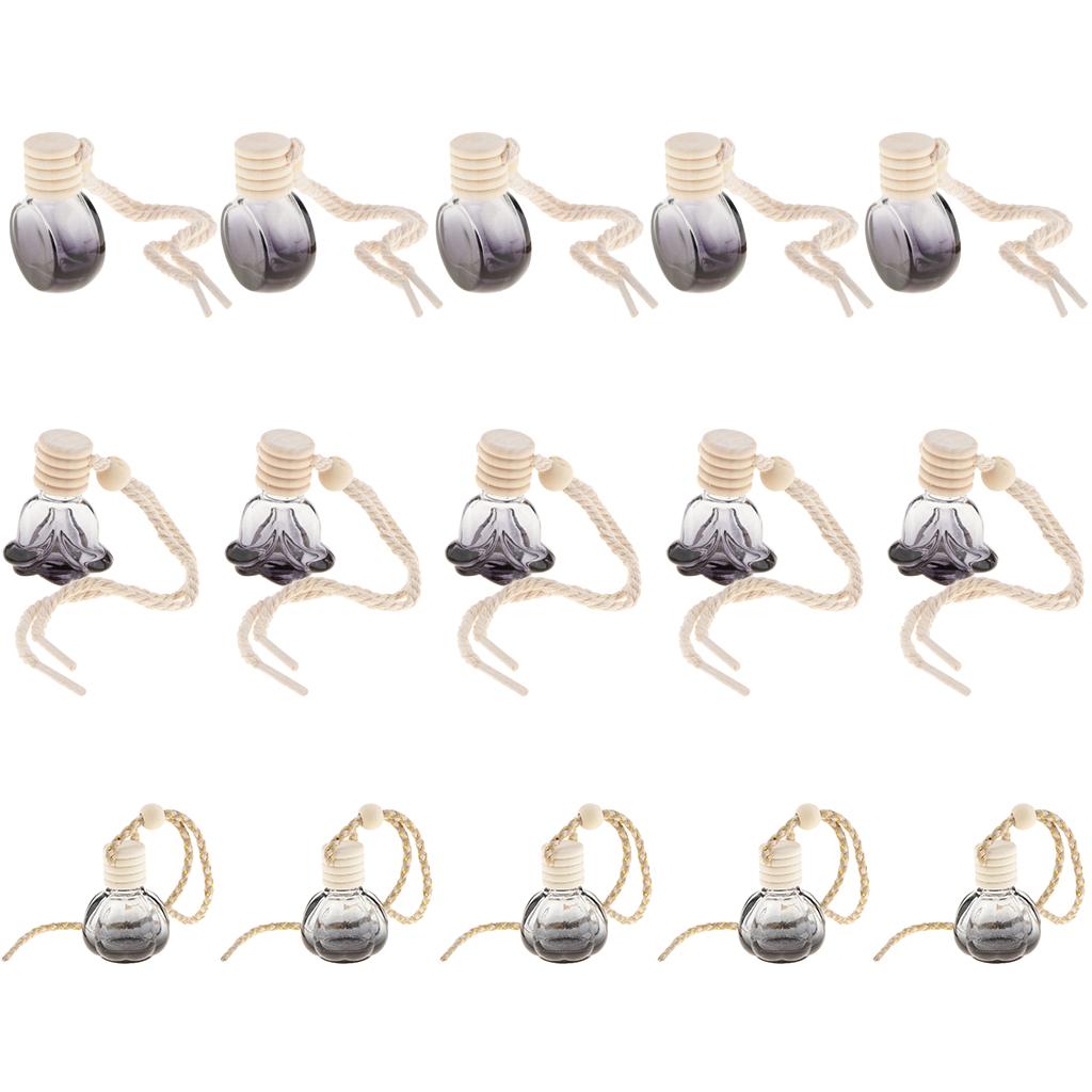 15x Refillable Charm Empty Glass Perfume Bottle Pendant Car Hanging Perfume