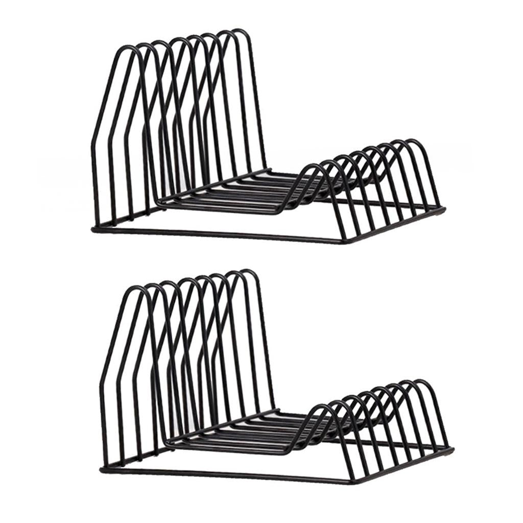 2x Book Holder Metal Wire Desktop Magazine Rack Bookshelf for Office Black
