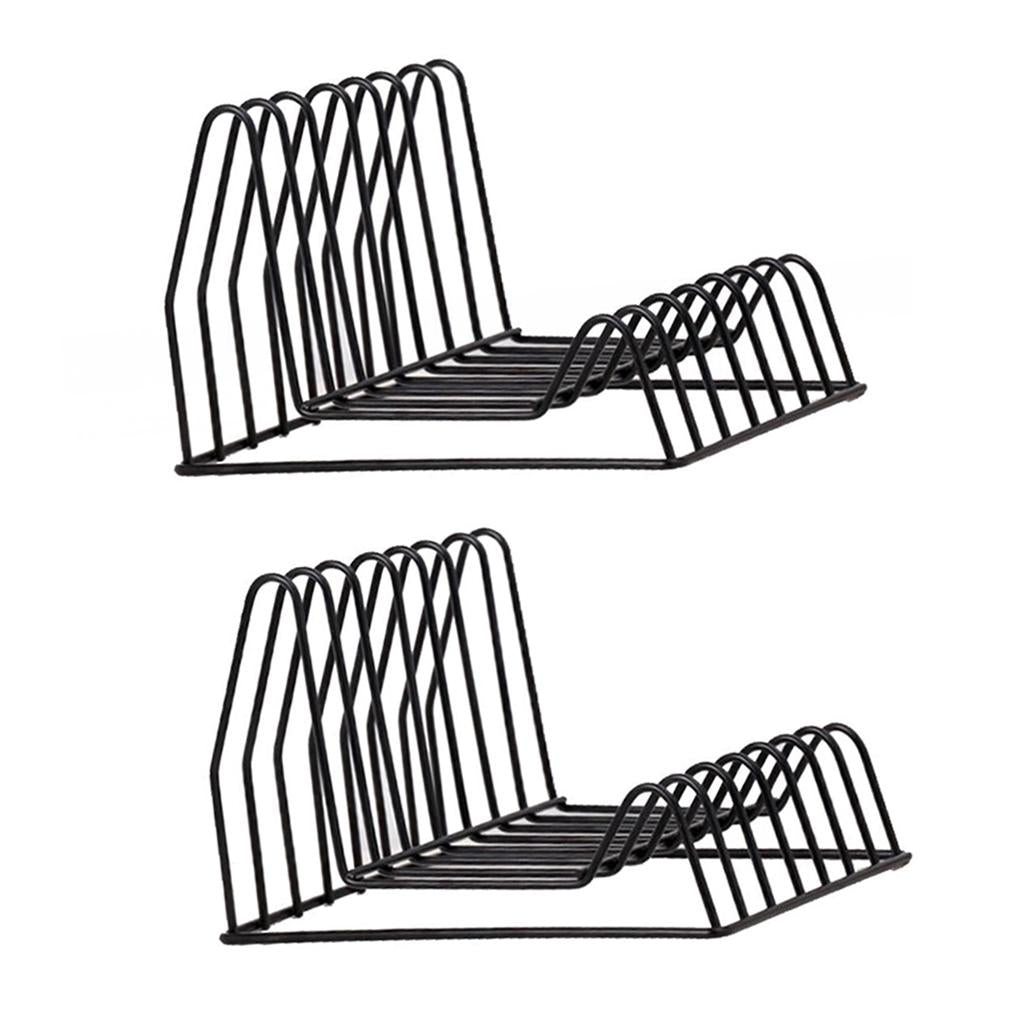 2x Book Holder Metal Wire Desktop Magazine Rack Bookshelf for Office Black