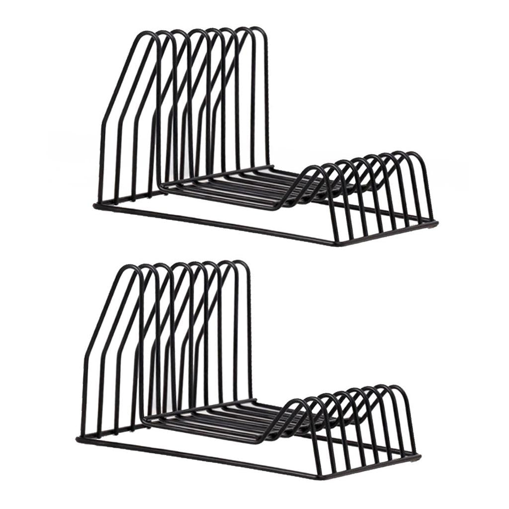 2x Book Holder Metal Wire Desktop Magazine Rack Bookshelf for Office Black