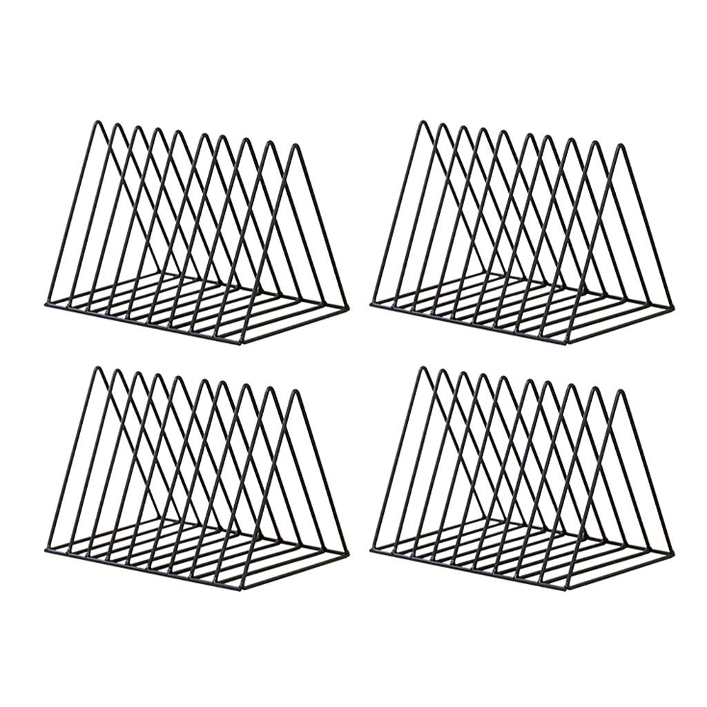 4x Metal Desk Book Holder Modern Minimalist Bookshelf for Home Office Black
