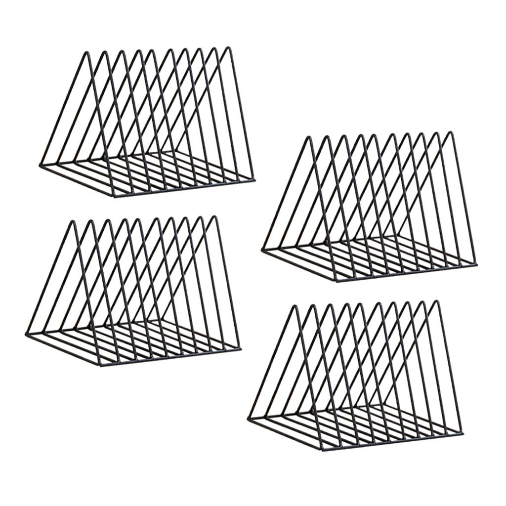 4x Metal Desk Book Holder Modern Minimalist Bookshelf for Home Office Black