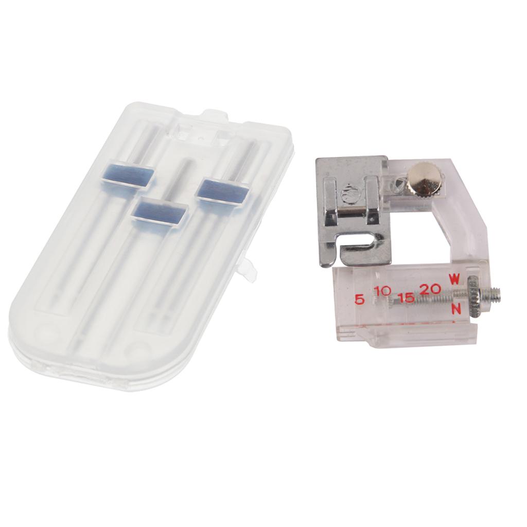 3pcs Sewing Machine Double Twin Needles + Adjustable Bias Binder Foot