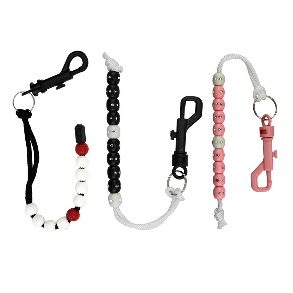 3pcs Golf Stroke Bead Score Counter Golf Accessory Training Aids Black Pink