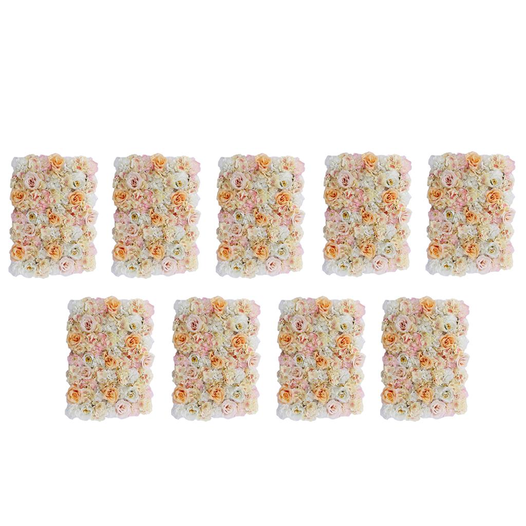 9Pcs Artificial Flower Wall Panel Wedding Venue Shop Window Decor Champagne