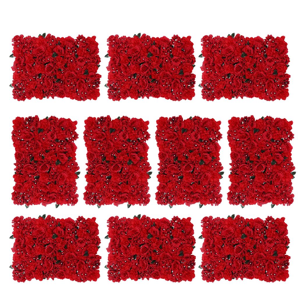 8Pcs Artificial Flower Wall Panel Wedding Venue Shop Window Decor Red