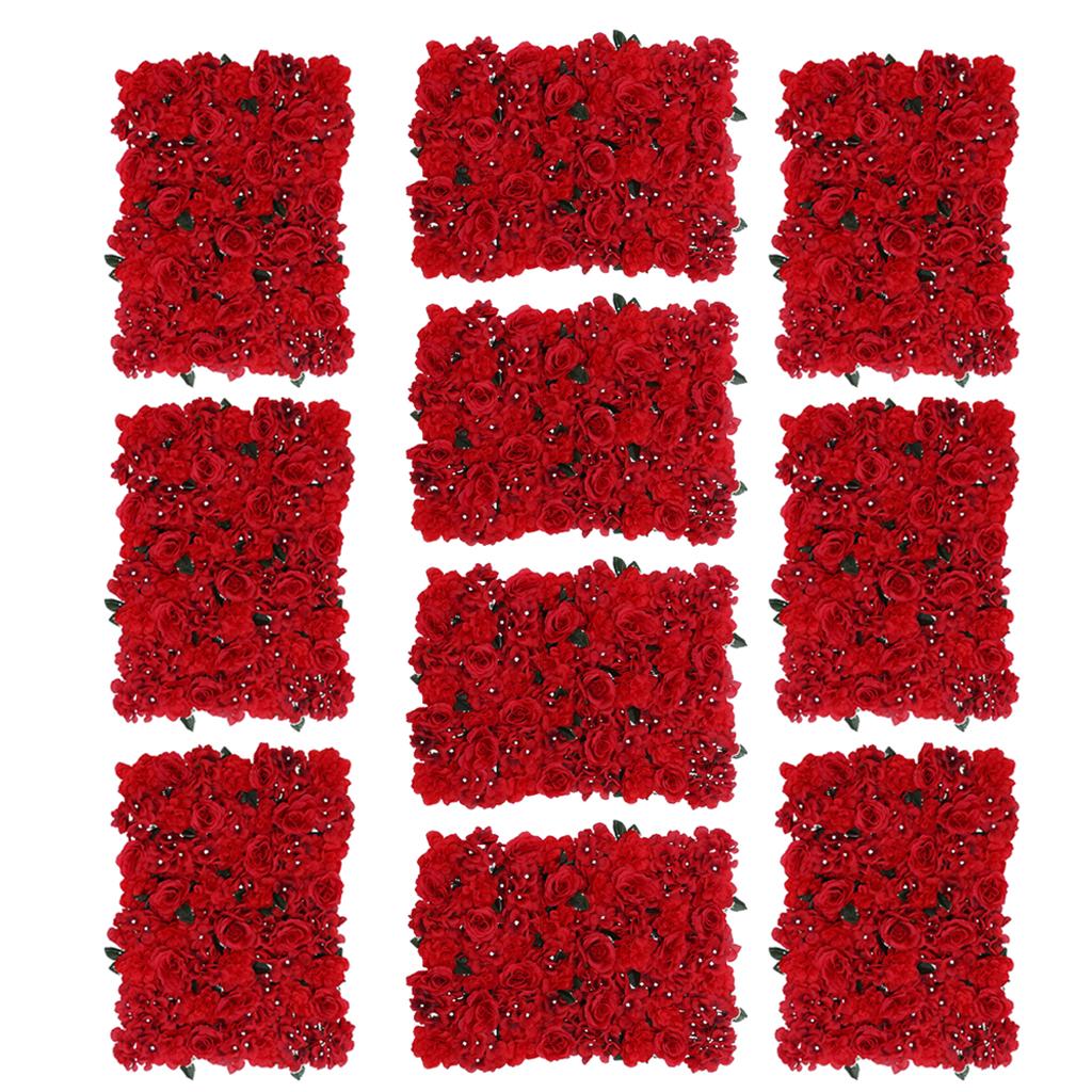 8Pcs Artificial Flower Wall Panel Wedding Venue Shop Window Decor Red
