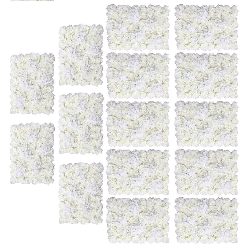 15Pcs Artificial Flower Wall Panel Wedding Venue Shop Window Decor Cream