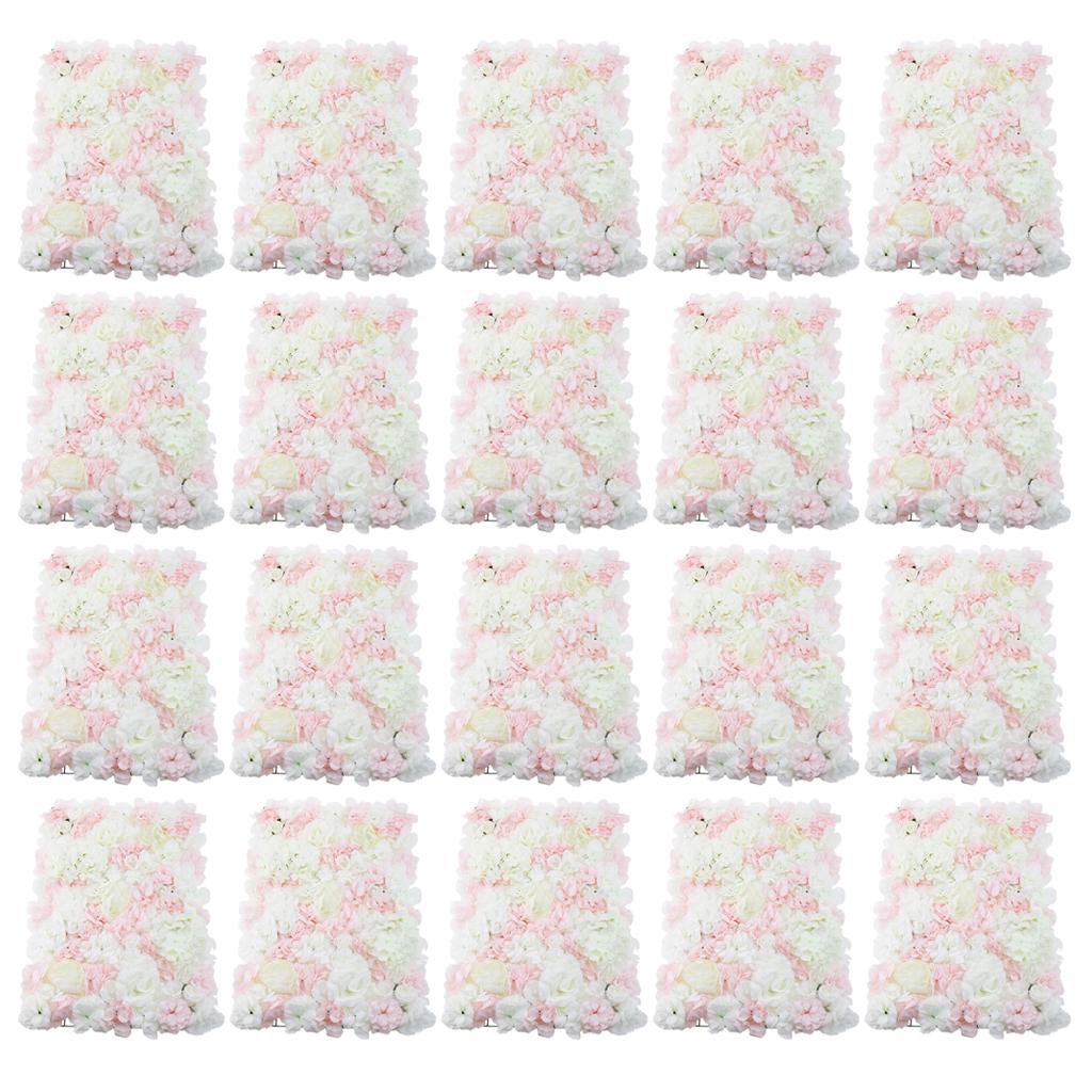 20Pcs Artificial Flower Wall Panel Wedding Venue Shop Window Decor Pink