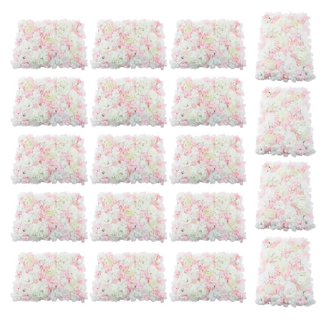 20Pcs Artificial Flower Wall Panel Wedding Venue Shop Window Decor Pink