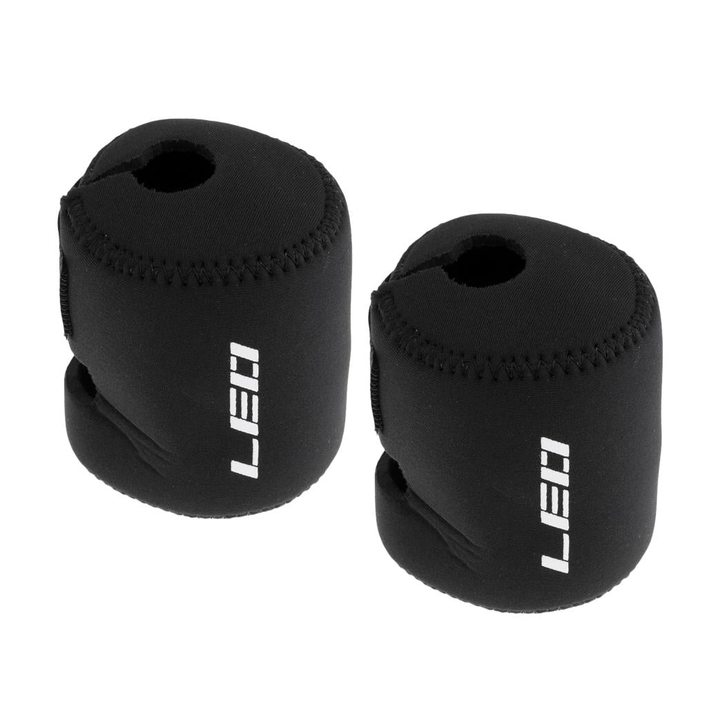 2pcs Elastic Soft SBR Fishing Reel Bag Drum Reel Cover Protective Case Black