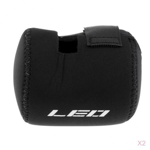 2pcs Elastic Soft SBR Fishing Reel Bag Drum Reel Cover Protective Case Black