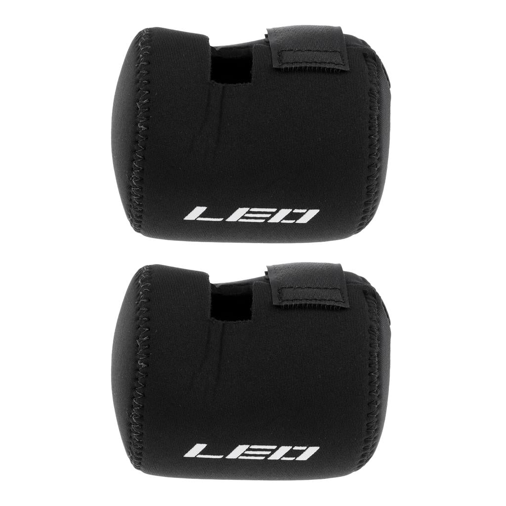 2pcs Elastic Soft SBR Fishing Reel Bag Drum Reel Cover Protective Case Black