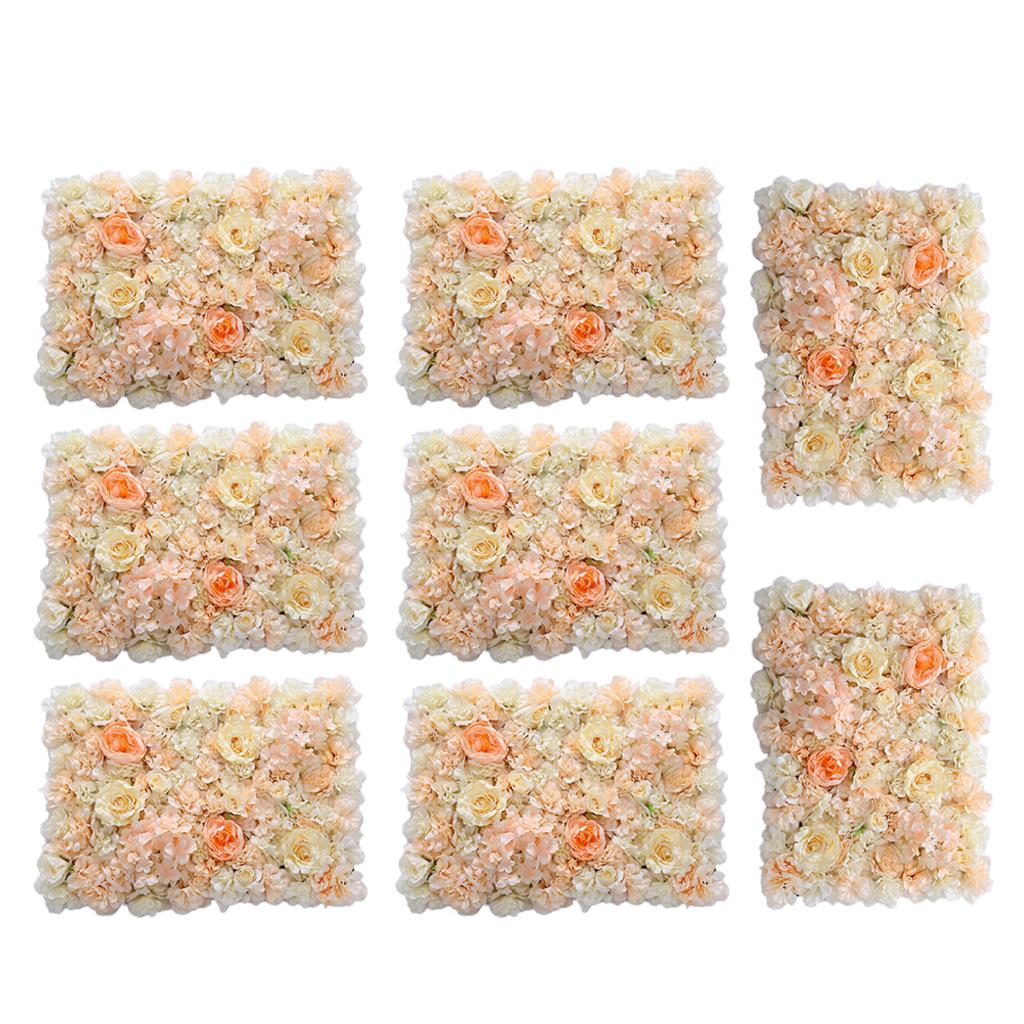 8Pcs Artificial Flower Wall Panel Wedding Venue Shop Window Decor Orange