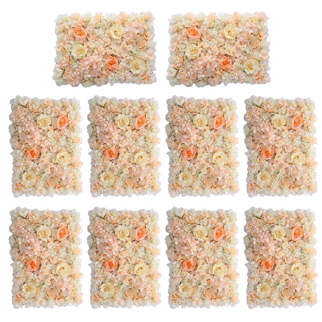 10Pcs Artificial Flower Wall Panel Wedding Venue Shop Window Decor Orange