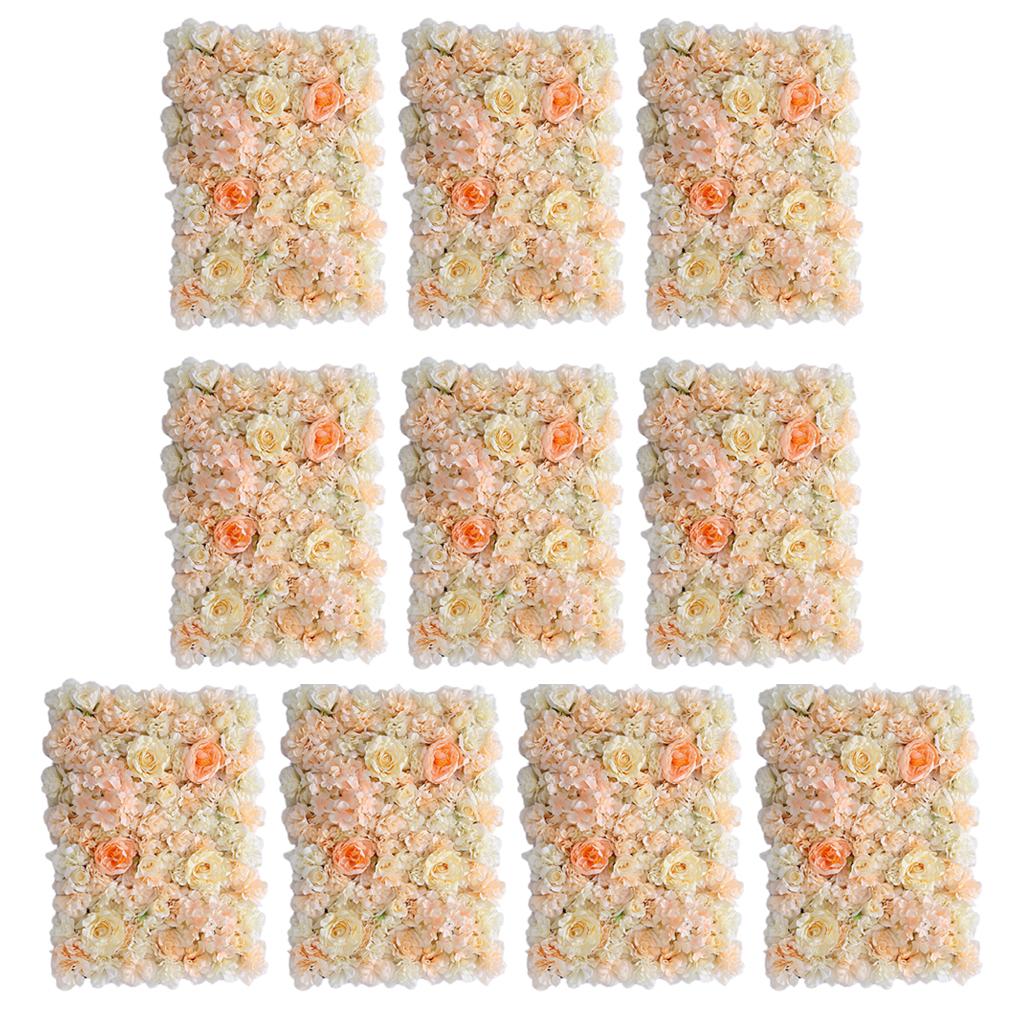 10Pcs Artificial Flower Wall Panel Wedding Venue Shop Window Decor Orange