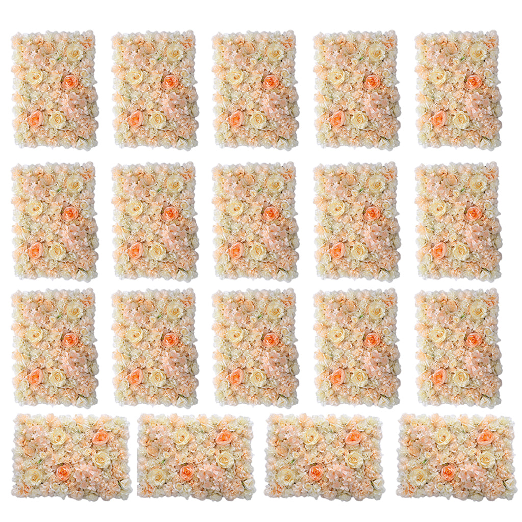20Pcs Artificial Flower Wall Panel Wedding Venue Shop Window Decor Orange