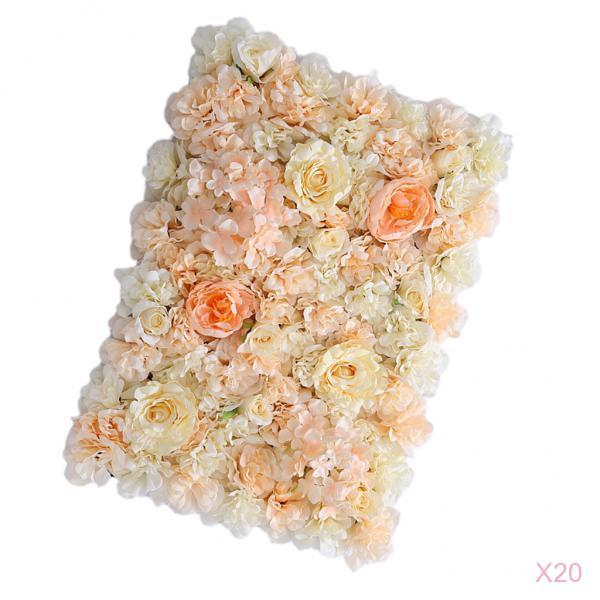 20Pcs Artificial Flower Wall Panel Wedding Venue Shop Window Decor Orange
