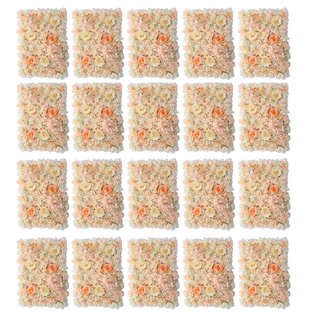 20Pcs Artificial Flower Wall Panel Wedding Venue Shop Window Decor Orange