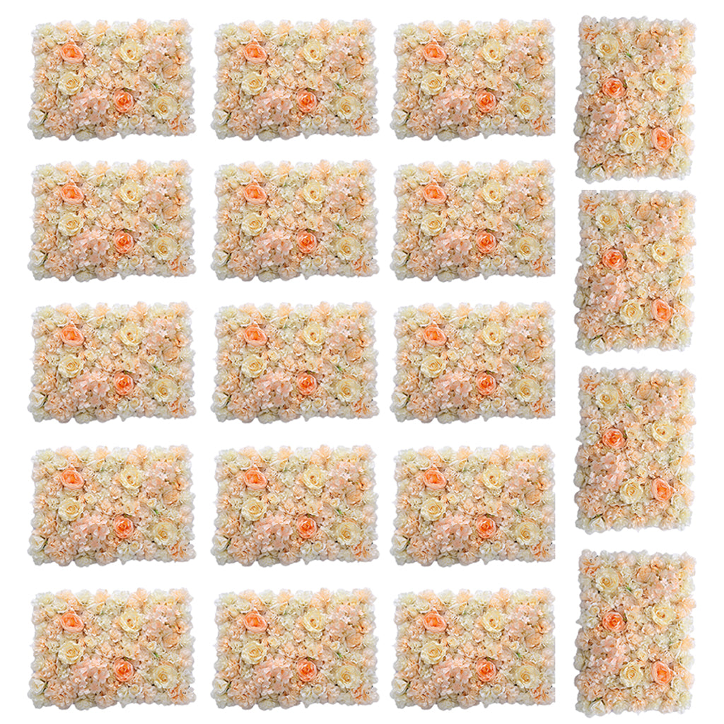 20Pcs Artificial Flower Wall Panel Wedding Venue Shop Window Decor Orange