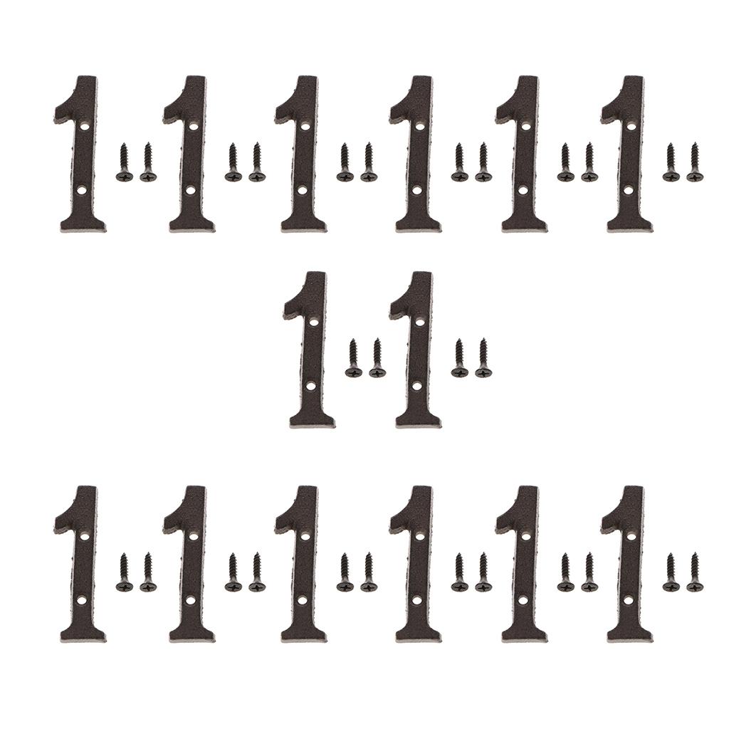 13x Wrought Iron Antique House Door Number Sign Plaque DIY Digit Number 1