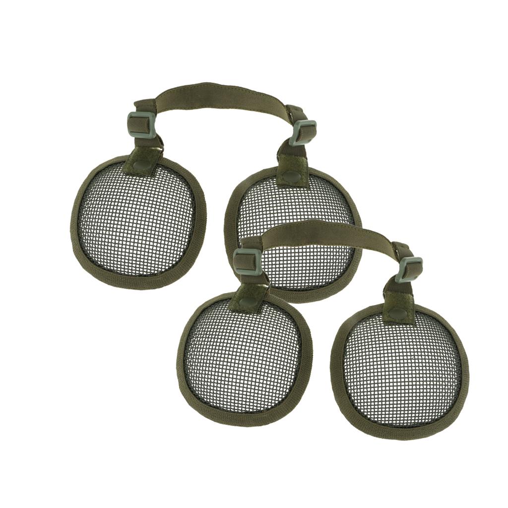 2pcs Tactical Steel Mesh Ear Muffs Protection Helmet Accessory Green