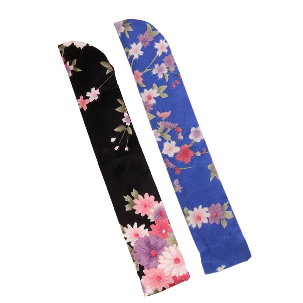 2Pieces Chinese Hand Pocket Fan Bag Cover Holder Protector Pouch