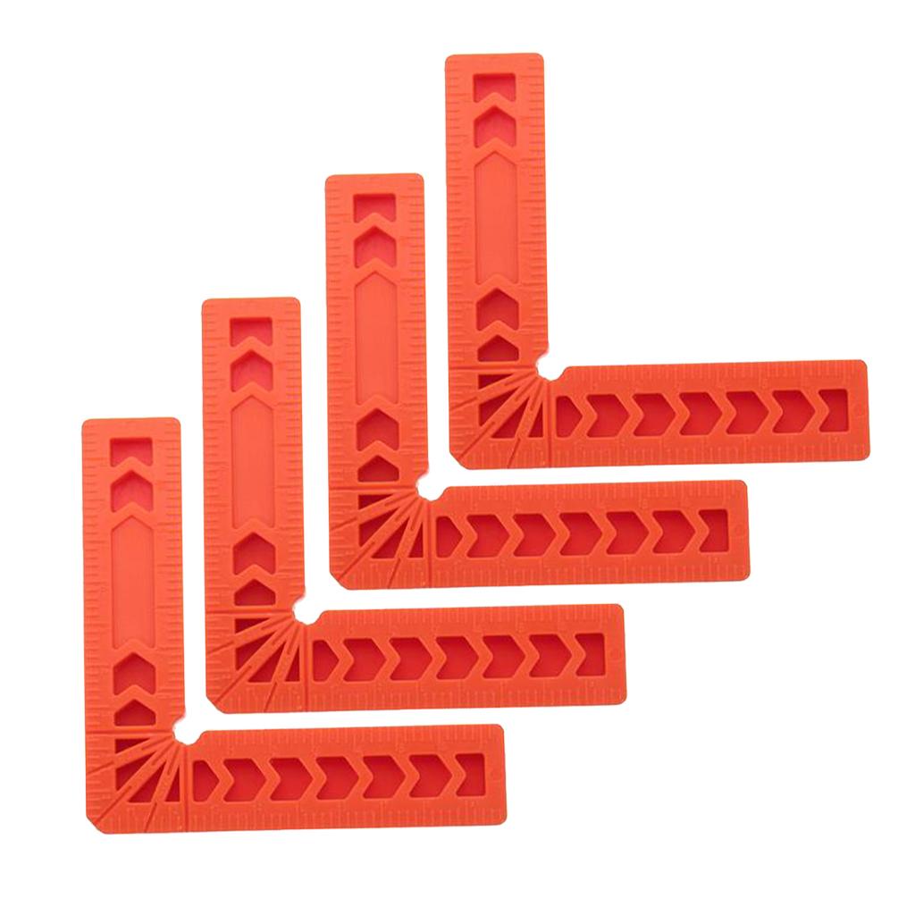 4x90 Deg L Shape Square Right Angle Clamps Corner Clamping Ruler Plastic 4''