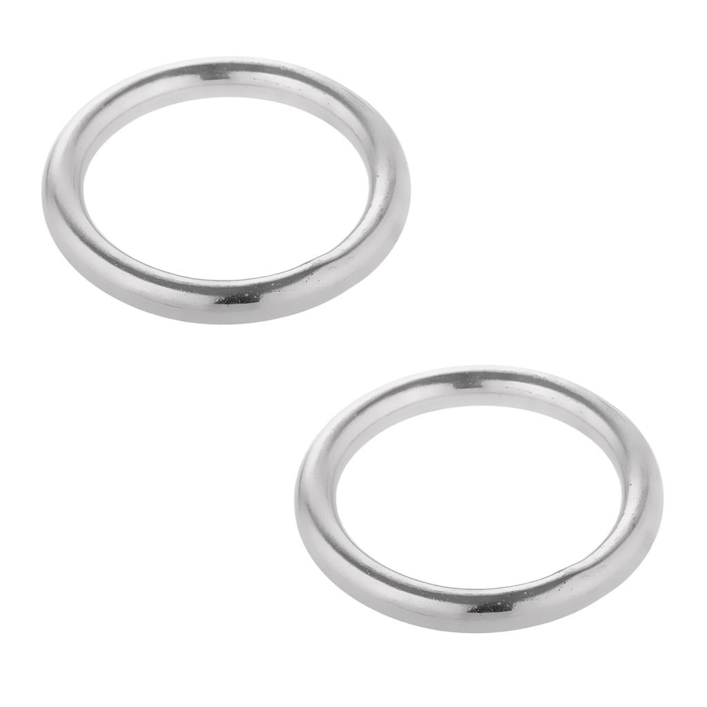 2 Pieces Boat Marine 304 Stainless Steel Polished O Rings Smooth Welded