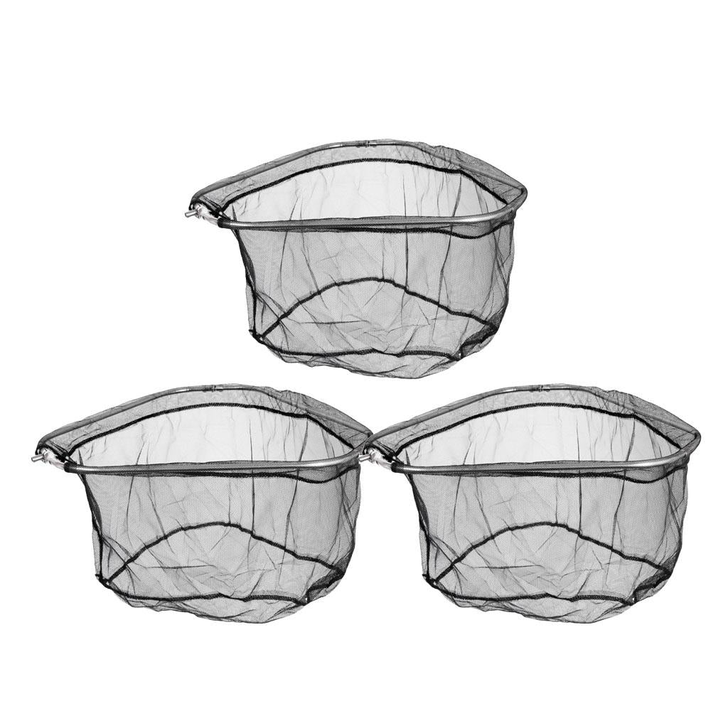 3Pcs Folding Stainless Steel Frame Nylon Triangle Fishing Landing Net Head