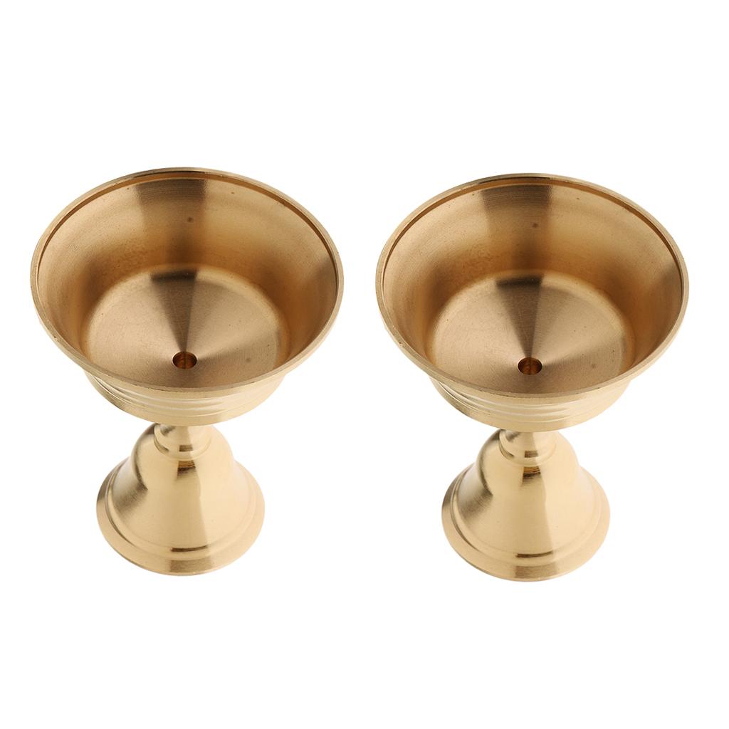 2 Piece Copper Candle Holder Ghee Lamp Holder Tibetan Brass Oil Lamp Caliber