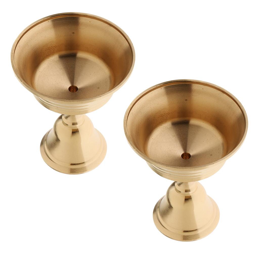 2 Piece Copper Candle Holder Ghee Lamp Holder Tibetan Brass Oil Lamp Caliber