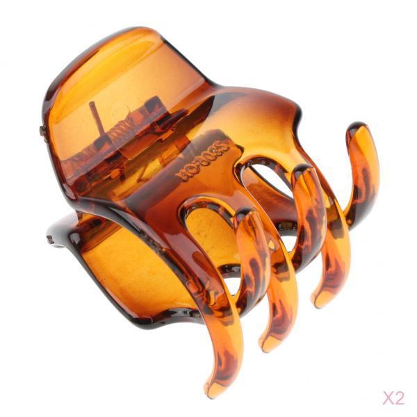2x Ladies Hair Claw Grip Women Hair Jaw Folding Hair Clips Accessories Brown