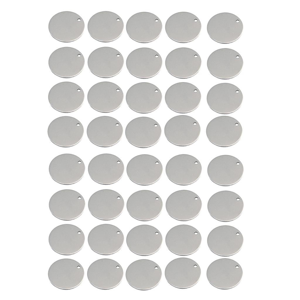 40x Round Stainless Steel Tag Findings Pet Identification Metal Blanks 10mm