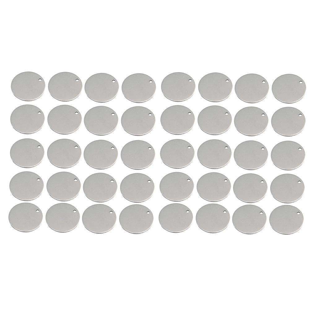 40x Round Stainless Steel Tag Findings Pet Identification Metal Blank 12mm