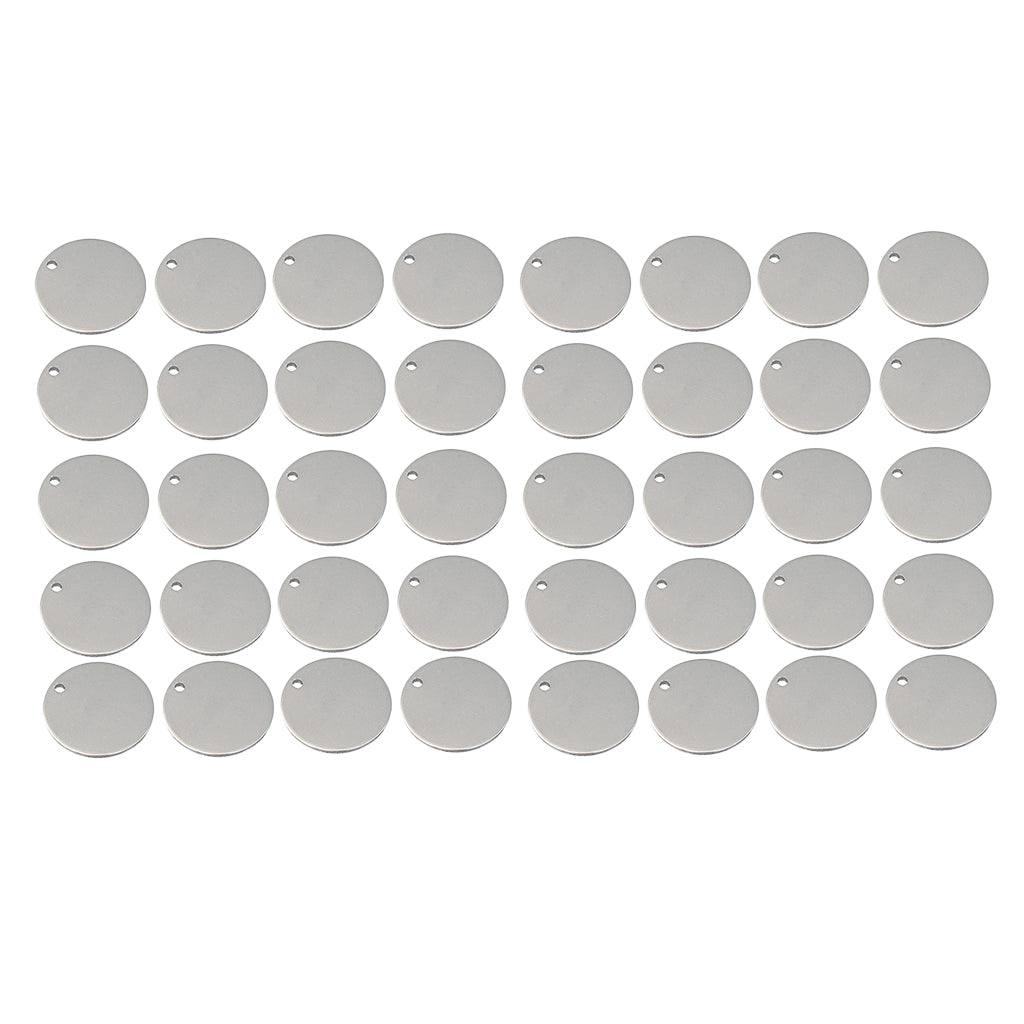 40x Round Stainless Steel Tag Findings Pet Identification Metal Blank 18mm
