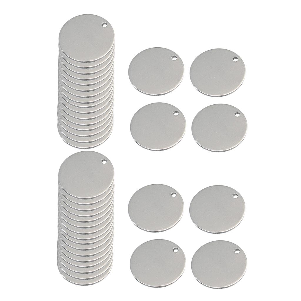 40x Round Stainless Steel Tag Findings Pet Identification Metal Blank 20mm