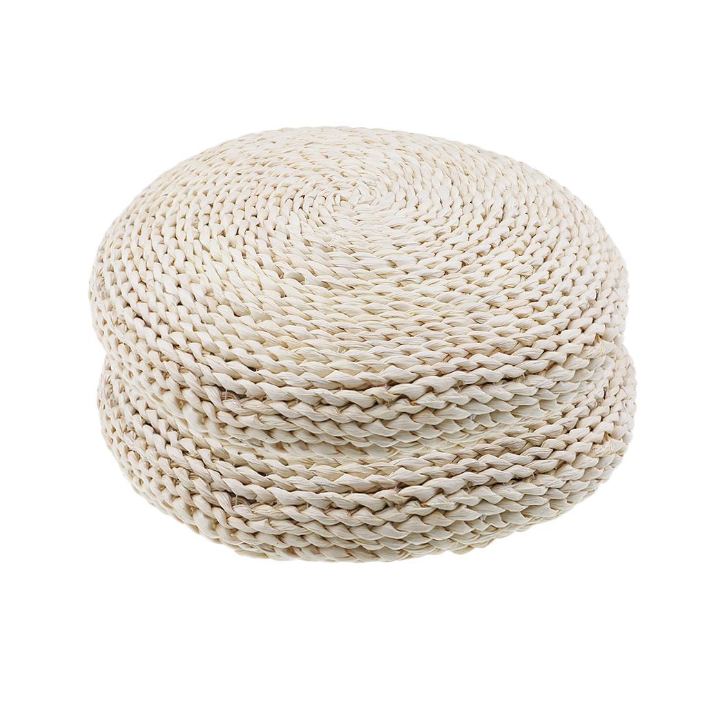 2x Natural Straw Round Pouf Tatami Cushion Meditation Yoga Mat Zafu Cushion