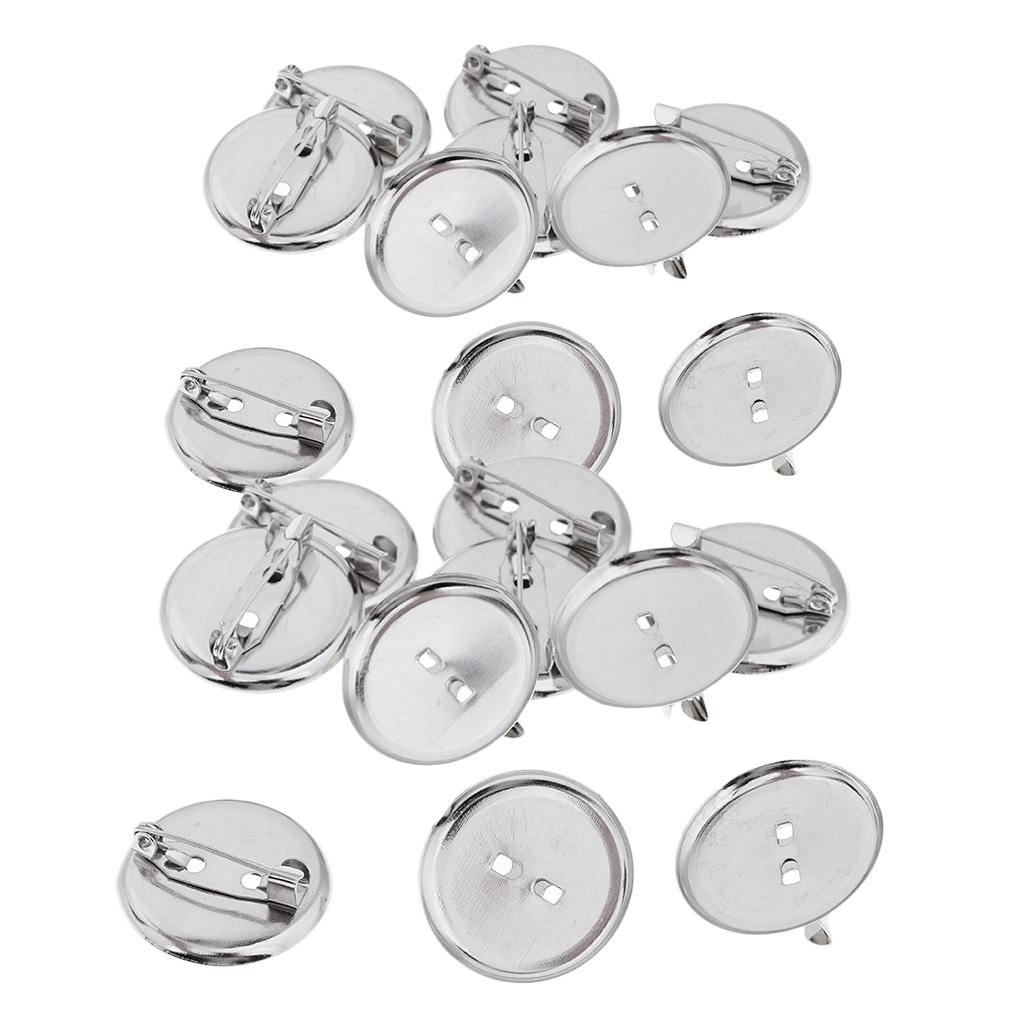 20 Pieces Brooch Blank Lapel Pin Badge Base Pin-Back Button Base 23MM Metal