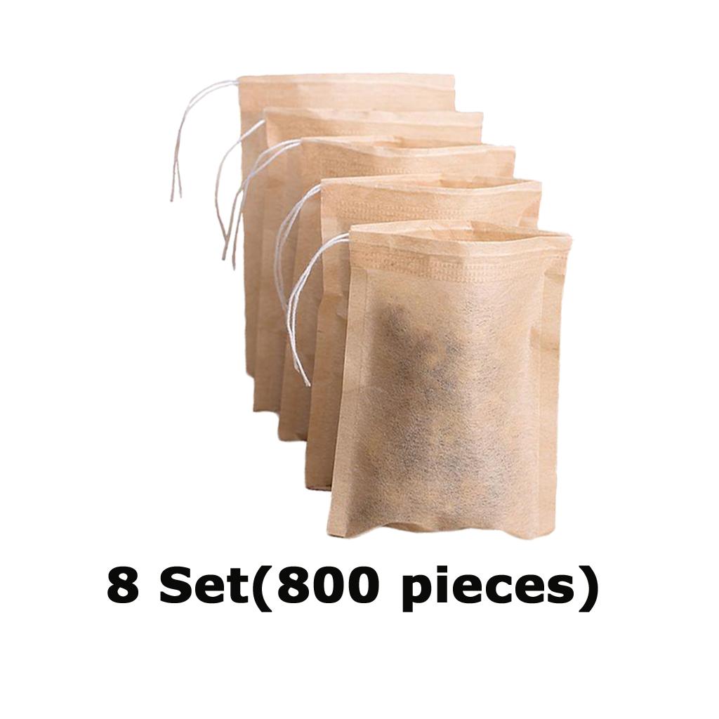 8 Set for 800pcs Empty Tea Filter Bags Loose Herbs Teabag Drawstring 7x5cm