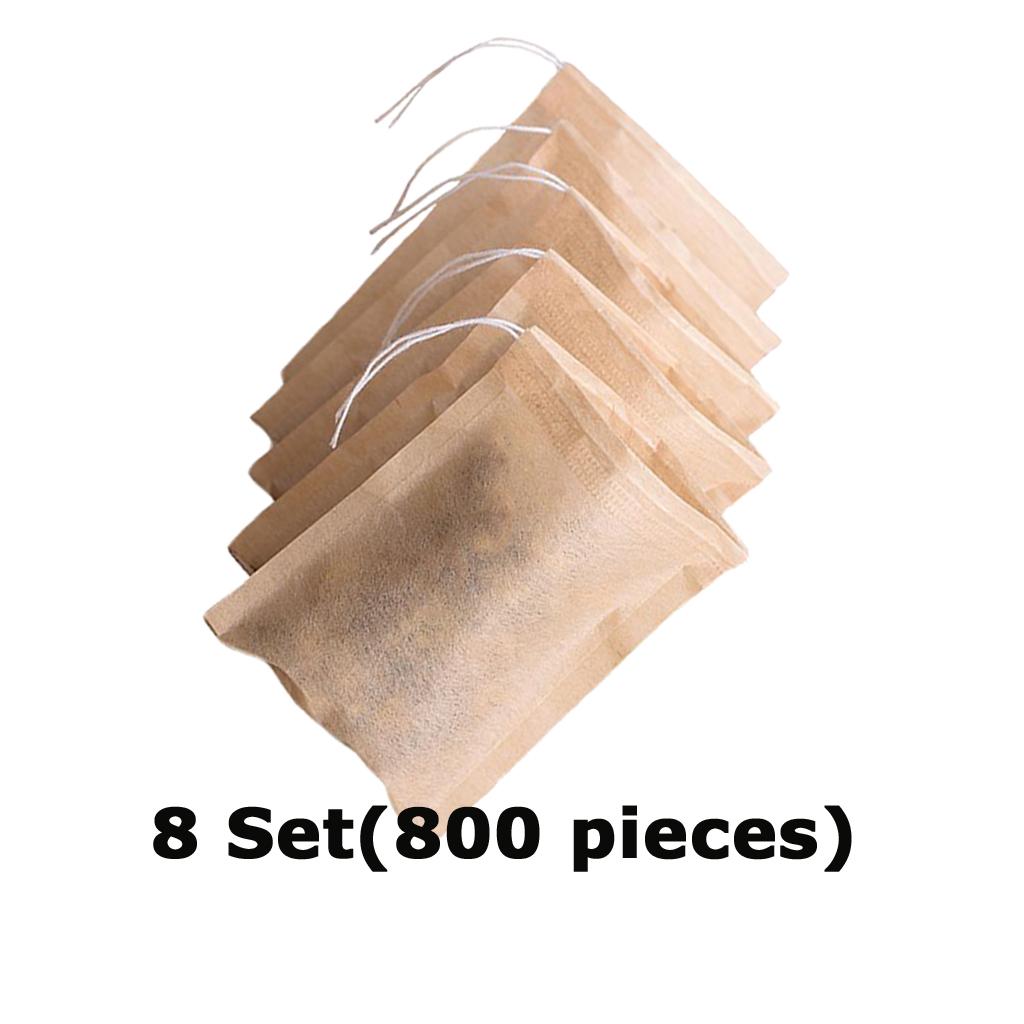 8 Set for 800pcs Empty Tea Filter Bags Loose Herbs Teabag Drawstring 7x5cm