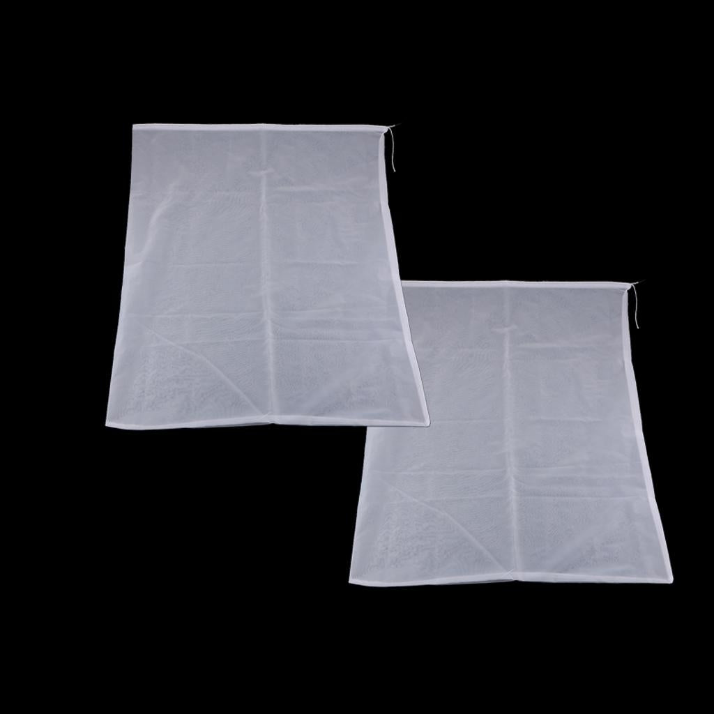 2 Pcs Milk Coffee Juice Reusable Nylon Mesh Strainer Filter Bag 60x70cm