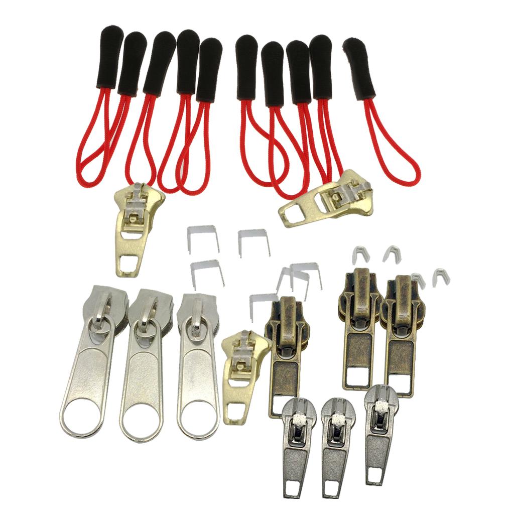 32Pcs Mixed Zipper Repair Kit Zip Slider Stop Replacement Fix Zipper Stop