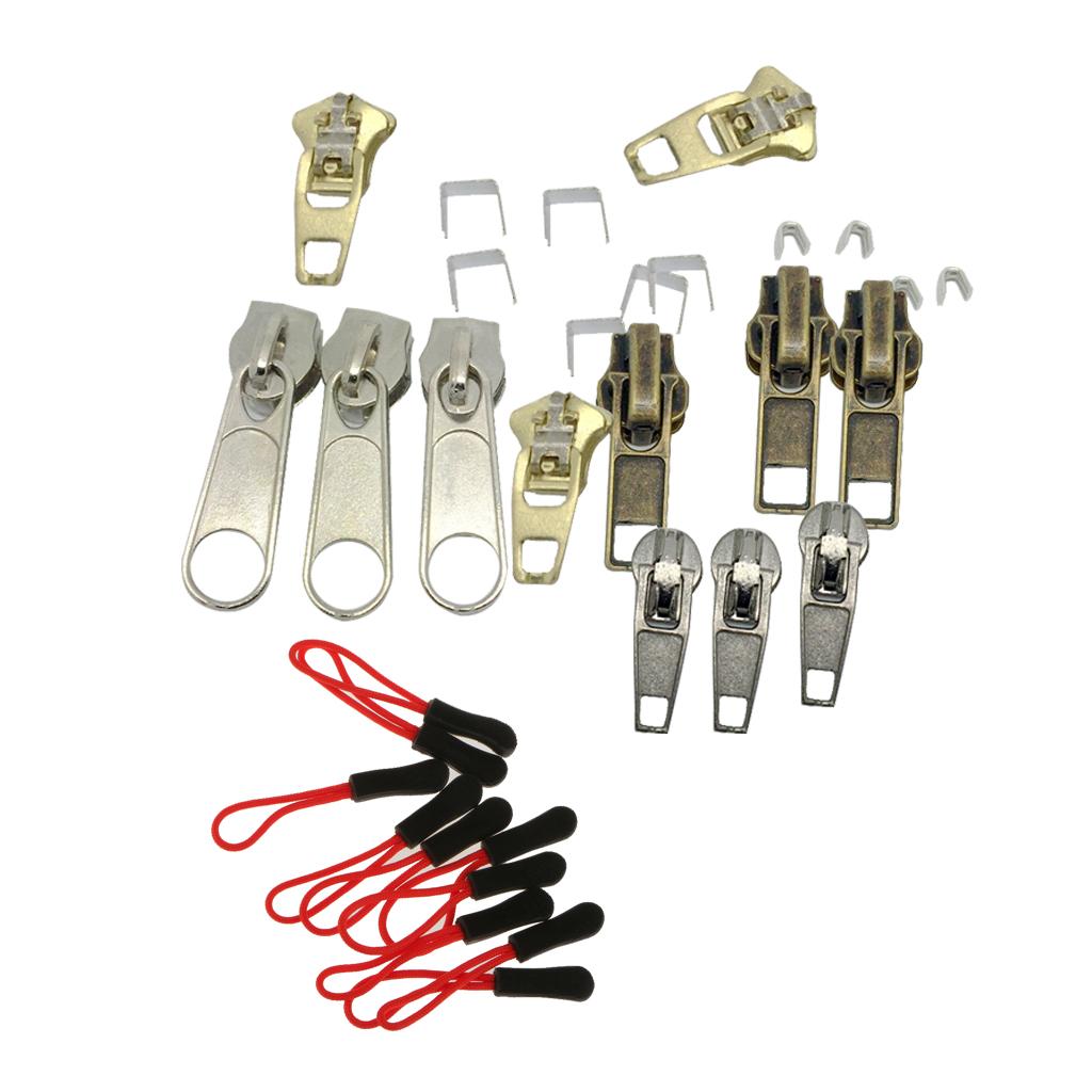 32Pcs Mixed Zipper Repair Kit Zip Slider Stop Replacement Fix Zipper Stop