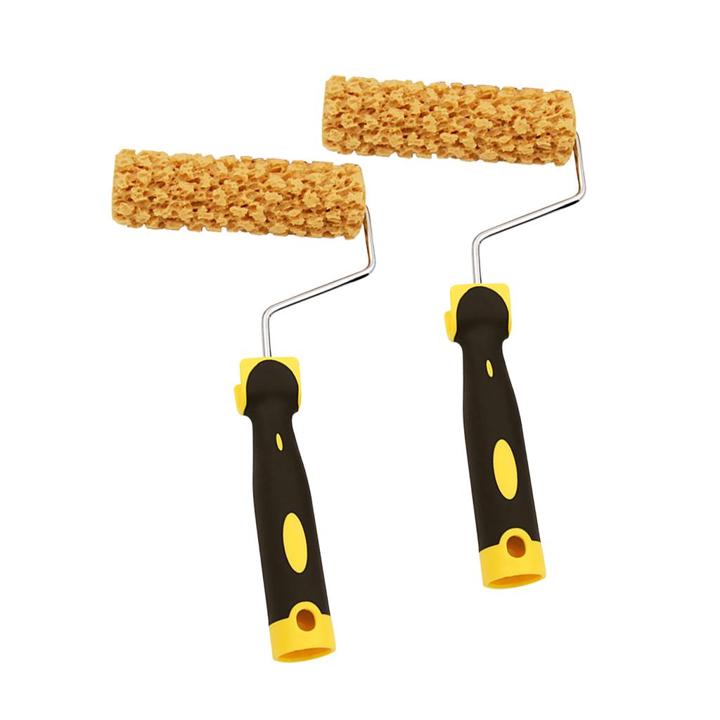 2 Pieces Wall Decorative Paint Roller Foam Sponge Painter Brush with Handle