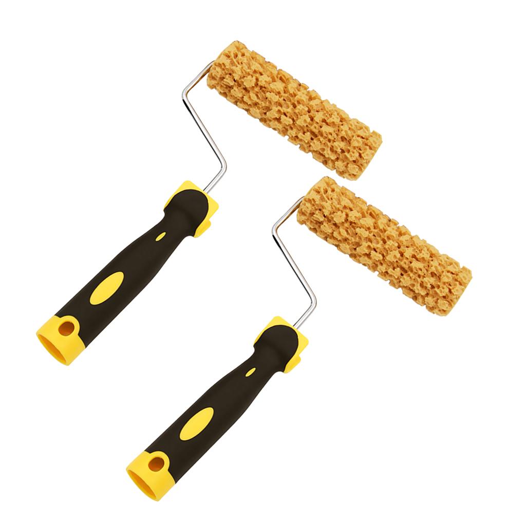 2 Pieces Wall Decorative Paint Roller Foam Sponge Painter Brush with Handle