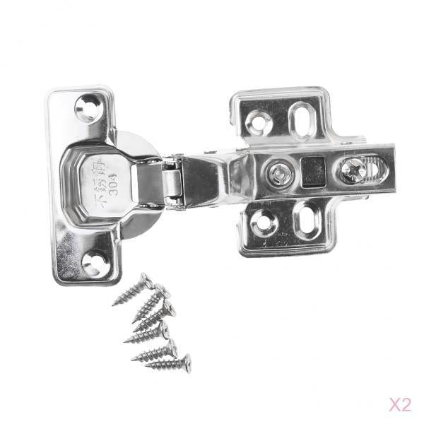 2 Pieces Stainless Steel Cabinet Cupboard Door Hinge Furniture Hardware