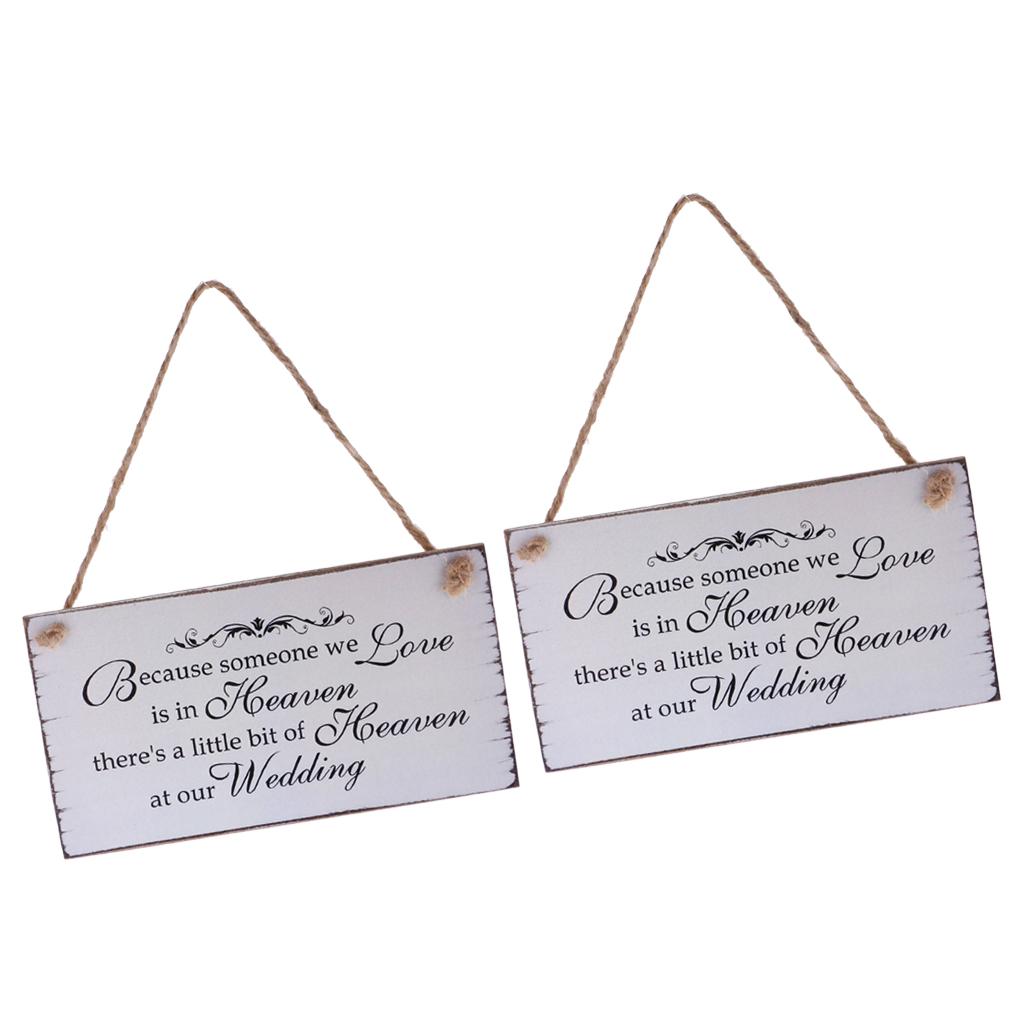 2Pcs Because Someone We love is in Heaven Wedding Sign Hanging Plaque