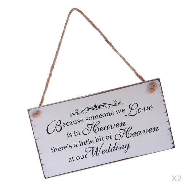 2Pcs Because Someone We love is in Heaven Wedding Sign Hanging Plaque