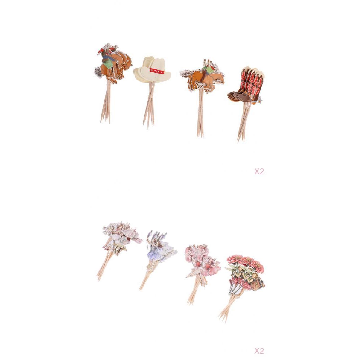 4 Set 96 Pieces Cupcake Toppers Cake Picks Birthday Party Decoration